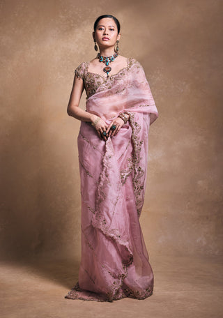 Blush pink organza sari