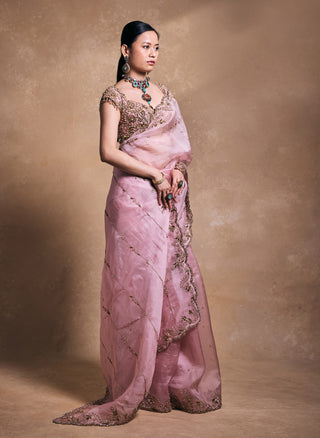 Blush pink organza sari