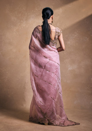 Blush pink organza sari