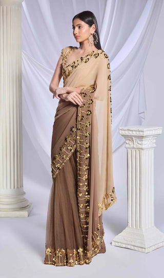 Taupe It Up Sari And Blouse by Papa Don'T Preach By Shubhika, available on Indiaspopup.com