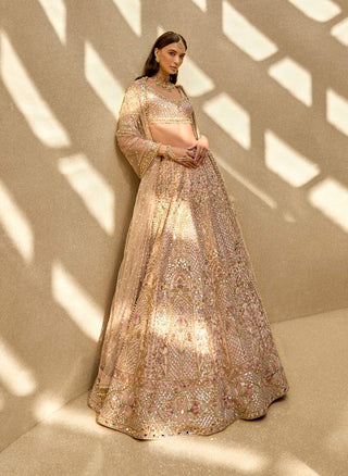 Baby pink couture zardozi lehenga set