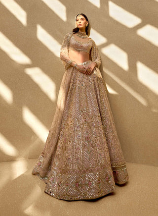 Baby pink couture zardozi lehenga set