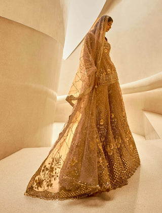 Mauve pink embroidered sharara set