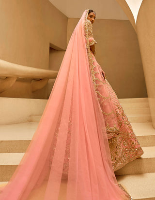 Pink and coral couture lehenga set