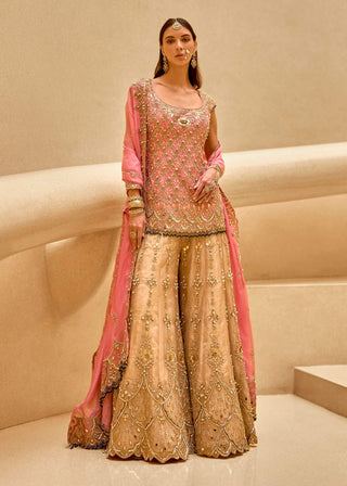 Onion pink and gold sharara set