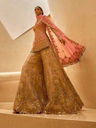 Onion pink and gold sharara set