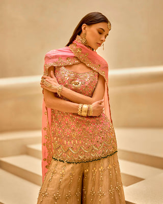 Onion pink and gold sharara set