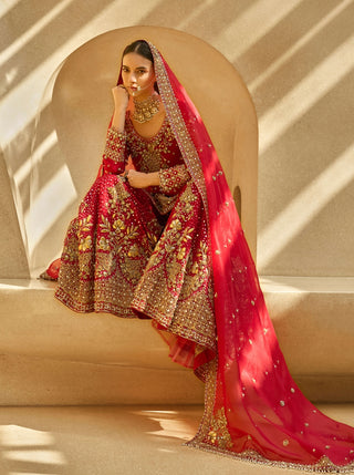 Vibrant ruby red sharara set