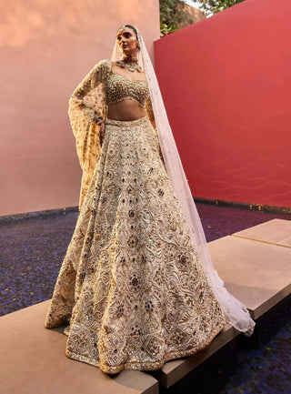 Ivory regal jeweled lehenga set
