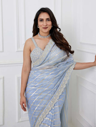 Chamee And Palak-Urmi Dusty Blue Sari And Blouse-INDIASPOPUP.COM