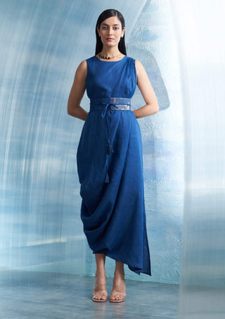 Royal blue draped dress