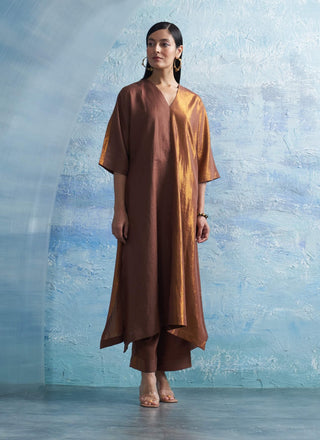 Woody Brown Kurta Set by Charkhee, available on Indiaspopup.com