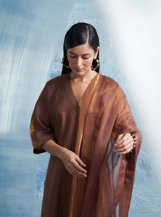 Woody Brown Kurta Set by Charkhee, available on Indiaspopup.com