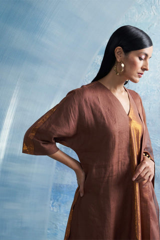 Woody Brown Kurta Set by Charkhee, available on Indiaspopup.com