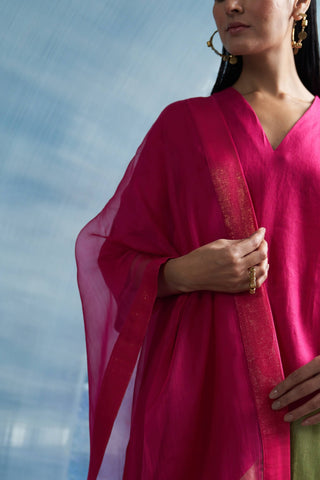 Fuchsia Pink Kurta Set by Charkhee, available on Indiaspopup.com