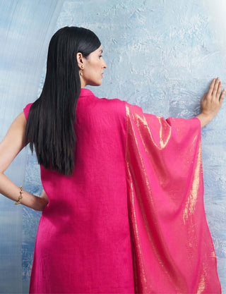 Fuchsia Pink Wrap Kurta And Pants by Charkhee, available on Indiaspopup.com