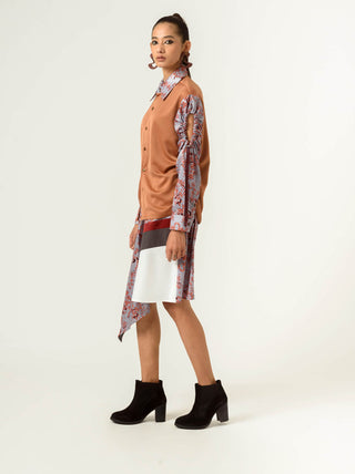 Siddhant Aggarwal-Multicolor Printed Panelled Skirt-INDIASPOPUP.COM