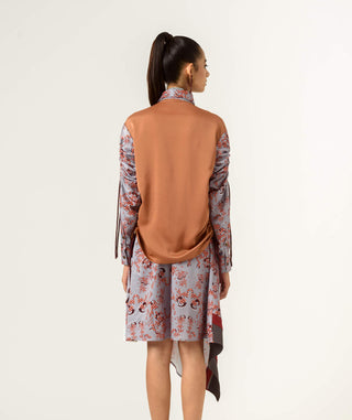 Siddhant Aggarwal-Brown Printed Drawstring Shirt-INDIASPOPUP.COM