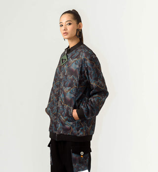 Siddhant Aggarwal-Black Printed Bomber Jacket-INDIASPOPUP.COM