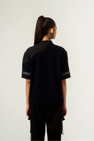 Siddhant Aggarwal-Navy Blue T-Shirt With Reflector-INDIASPOPUP.COM