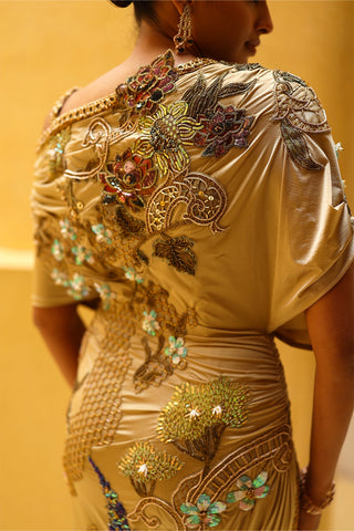 Amani one shoulder draped kaftan dress