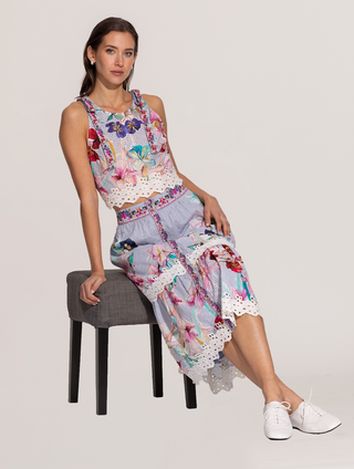 Zimi multicolor halter crop top and skirt