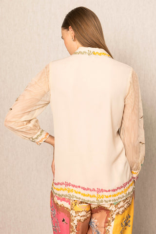 Sara beige flora shirt