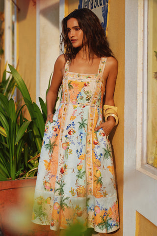 Alora multicolor panel midi dress