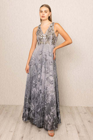 Riva gray ombre pleated gown