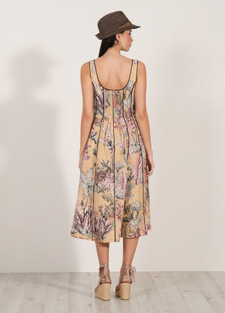 Celine gold panelled midi dress