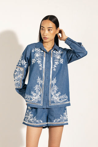 Vira blue button-down shirt