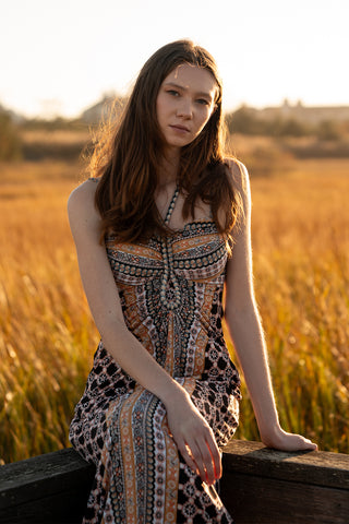 Siera brown corded maxi dress