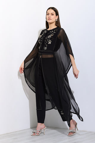 Della black drape tunic and pants