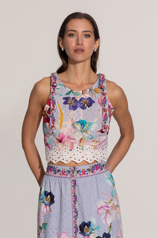 Zimi multicolor halter crop top and skirt