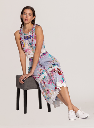 Zimi multicolor halter crop top and skirt
