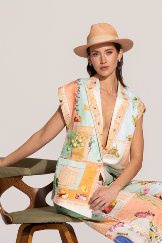Arista multicolor sleeveless jacket and pants