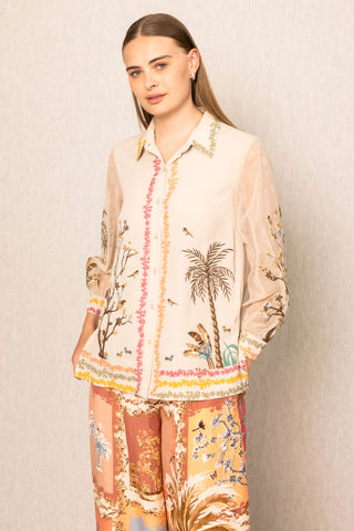 Sara beige flora shirt