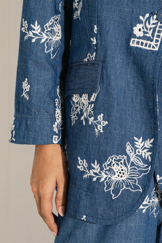 Blue knotch jacket, shorts and bustier