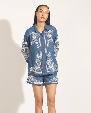 Vira blue button-down shirt