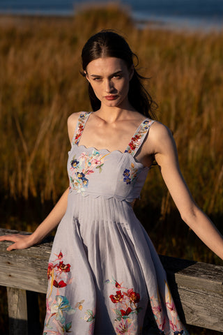 Anaya multicolor scallop bodice midi dress