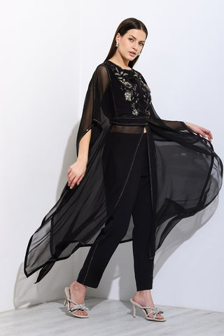 Della black drape tunic and pants