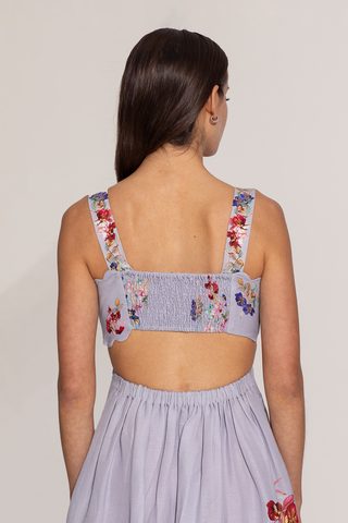 Anaya multicolor scallop bodice midi dress