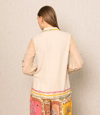 Sara beige flora shirt
