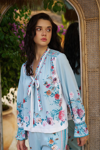 Isola multicolor neck tie blouse and pants