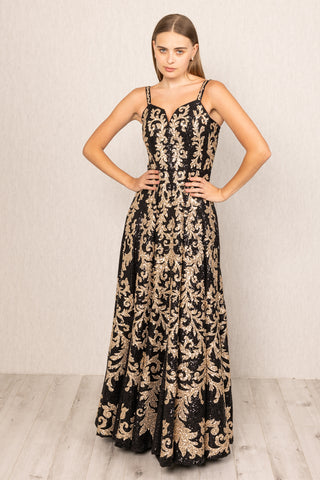 Eva black sequins gown