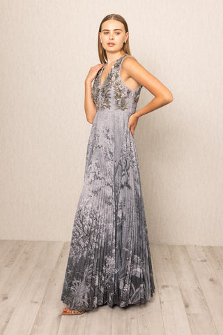 Riva gray ombre pleated gown