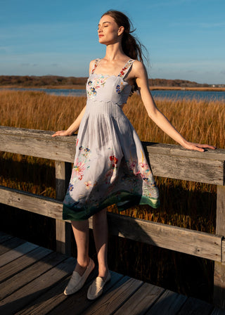 Anaya multicolor scallop bodice midi dress
