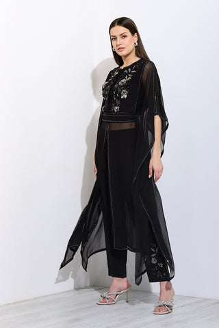 Della black drape tunic and pants