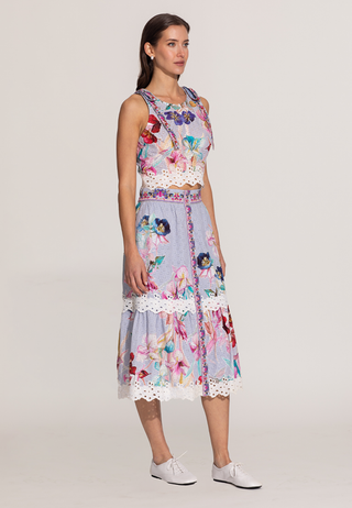 Zimi multicolor halter crop top and skirt