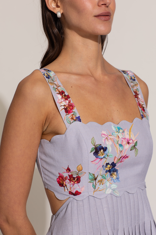 Anaya multicolor scallop bodice midi dress